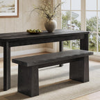 LITTLE TREE 47-Inch Wooden Entryway Bench, Farmhouse Dining Bench with Sturdy Frame for Dining Room, Bedroom, Living Room Hallway Kitchen, Easy Assembly (Black)