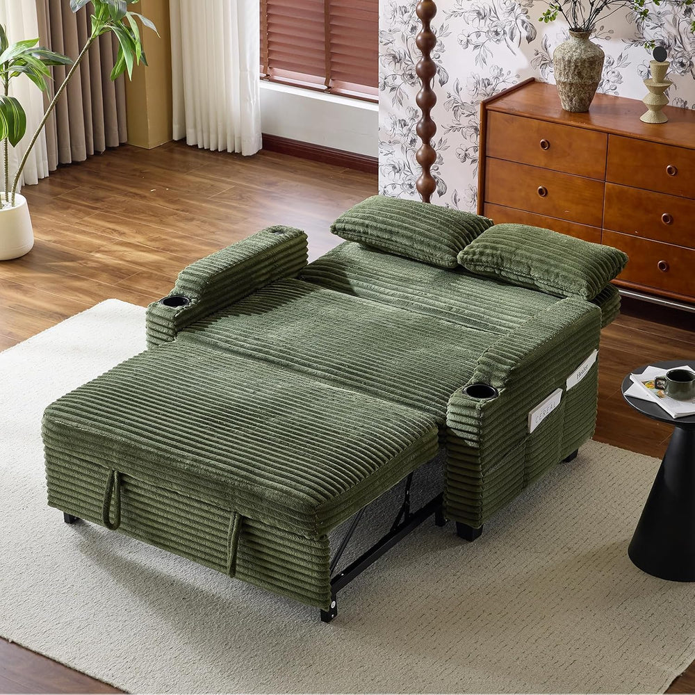 VINGLI Green Futon Sofa Bed Convertible Loveseat Sleeper Sofa Couch, Corduroy...