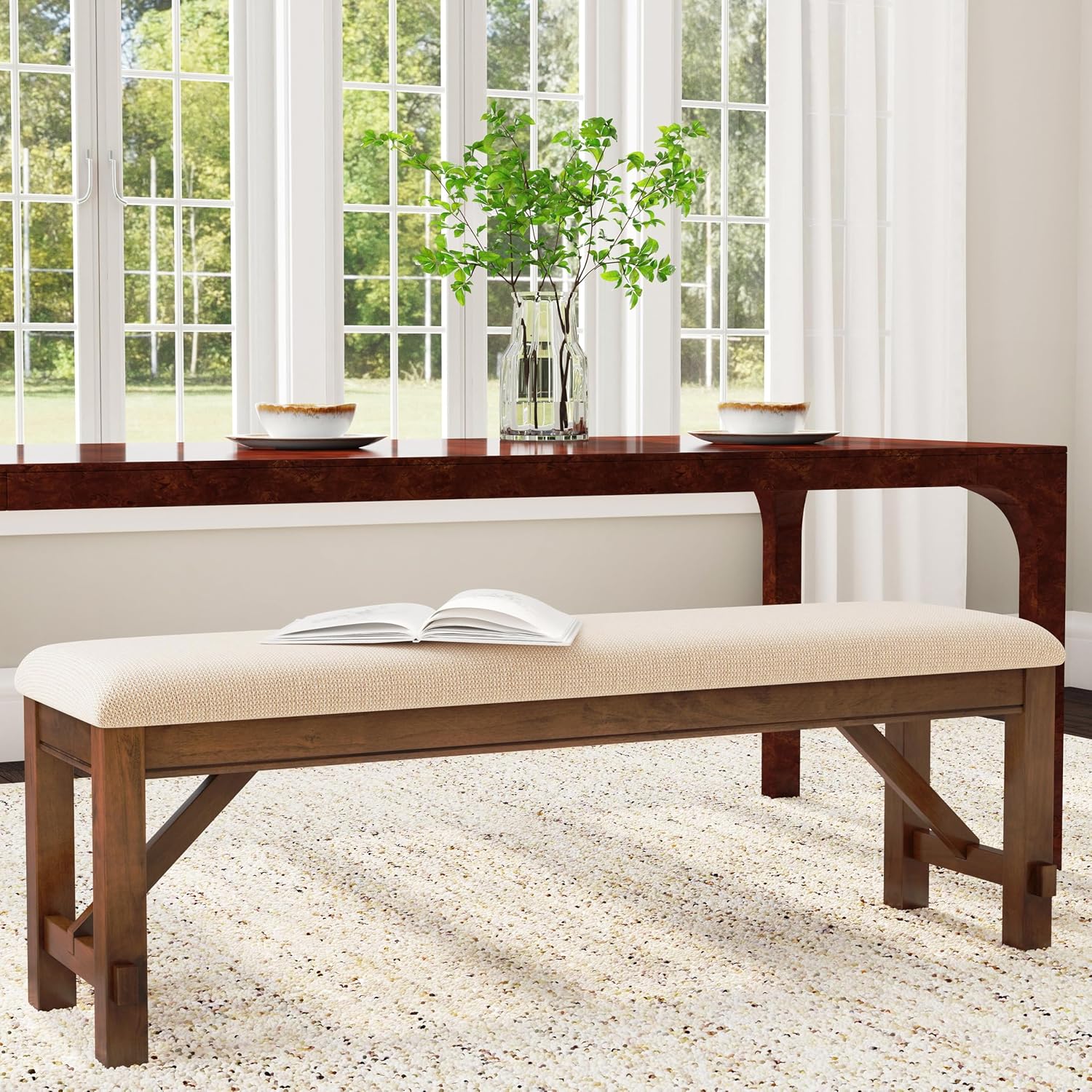 Powell Company Kraven Dining Bench, Hazelnut 60"L x 16"W x 20.25"H