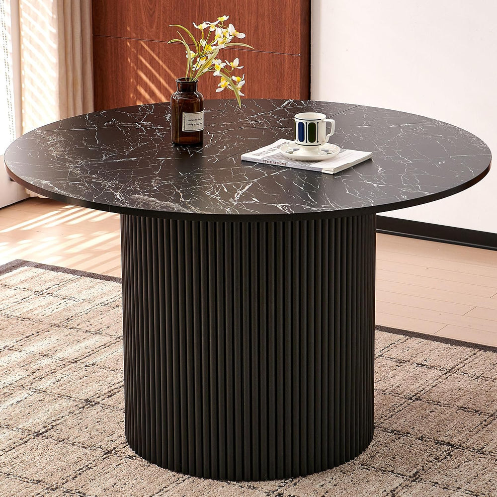 Homedot Kitchen&Dining Room Table Set for 4, Black Wooden Dining Table Ro...