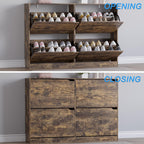 Shoe Cabinet with 4 Flip Drawers, Narrow Hidden Shoe Storage Cabinet, Slim Freestanding Shoe Rack Organizer for Entryway, Hallway, Bedroom, Living Room