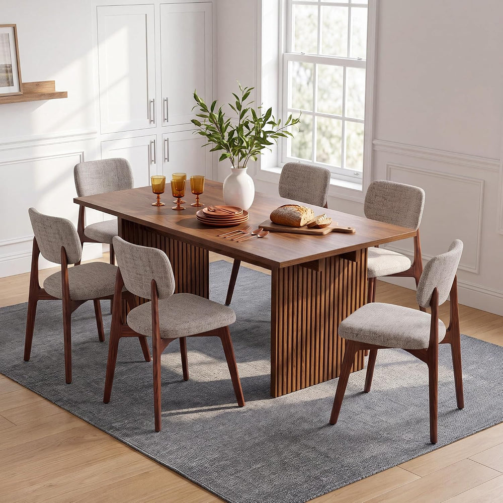 COLAMY 63 Inch Modern Farmhouse Dining Table Set for 6, Wooden Kitchen Table ...