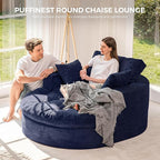 MAXYOYO Modular Sectional Chaise Lounge Sofa, Round Upholstered Lounge Chair with Ottoman, Comfy Couch with Layered Cushion, Tufted Sleeper Chair for Living Room, Navy
