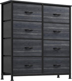 DWVO Dresser with 8 Drawers - Fabric Storage Tower, Organizer Unit for Bedroom, Hallway, Closets - Sturdy Steel Frame, Wooden Top & Easy Pull Fabric Bins