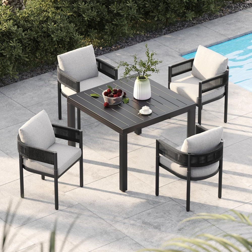Grand patio 5-Piece Outdoor Dining Set for 4 with 1 Rectangle Expandable Tabl...