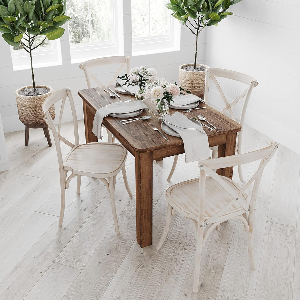 Merrick Lane Jessamine 46" x 30" Rectangular Rustic Solid Pine Farm...