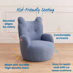 ECR4Kids Teddy Bear Sherpa Toddler Chair, 14in Seat Height, Kids Furniture, Peacock Blue