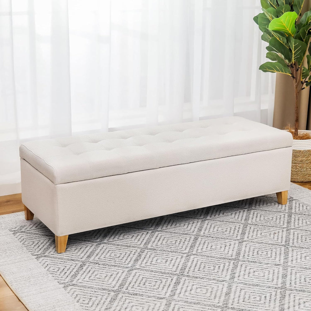 Asense Storage Ottoman Bench with Hinged Lid, Ottoman with Storage Footstool ...