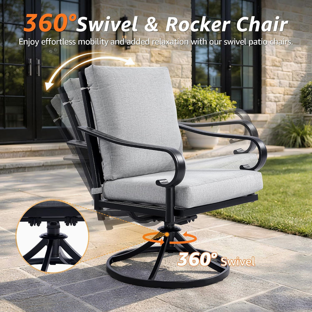 NATURAL EXPRESSIONS 5-Piece Patio Dining Set, Outdoor Swivel Rocking Chairs