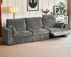 124.8'' Oversized Power Recliner Sofa with Headrest, Extra Wide Deep Modular Cloud Sectional Reclining Couch Wall Hugger, Convertible 3-Seater for RV Home Theater Living Room, Chenille, Grey