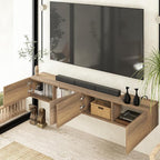 Atelier Mobili Floating TV Stand Wall Mounted for 75-85 Inch TVs - Modern Entertainment Center with Storage - 2-Piece Modular Design Easy Assembly - Walnut Wood Media Console Cabinet for Living Room
