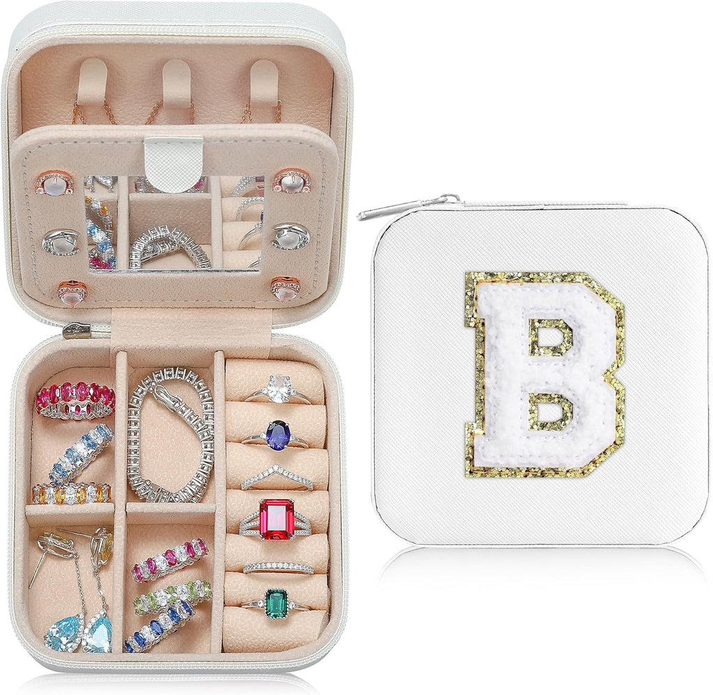 Parima Teacher Gifts for Women - Teacher Appreciation Gifts, Retirement Travel Gifts for Teacher Travel Jewelry Box | Teacher Birthday Gifts | Retirement Gifts for Women 2025 - Letter B, White