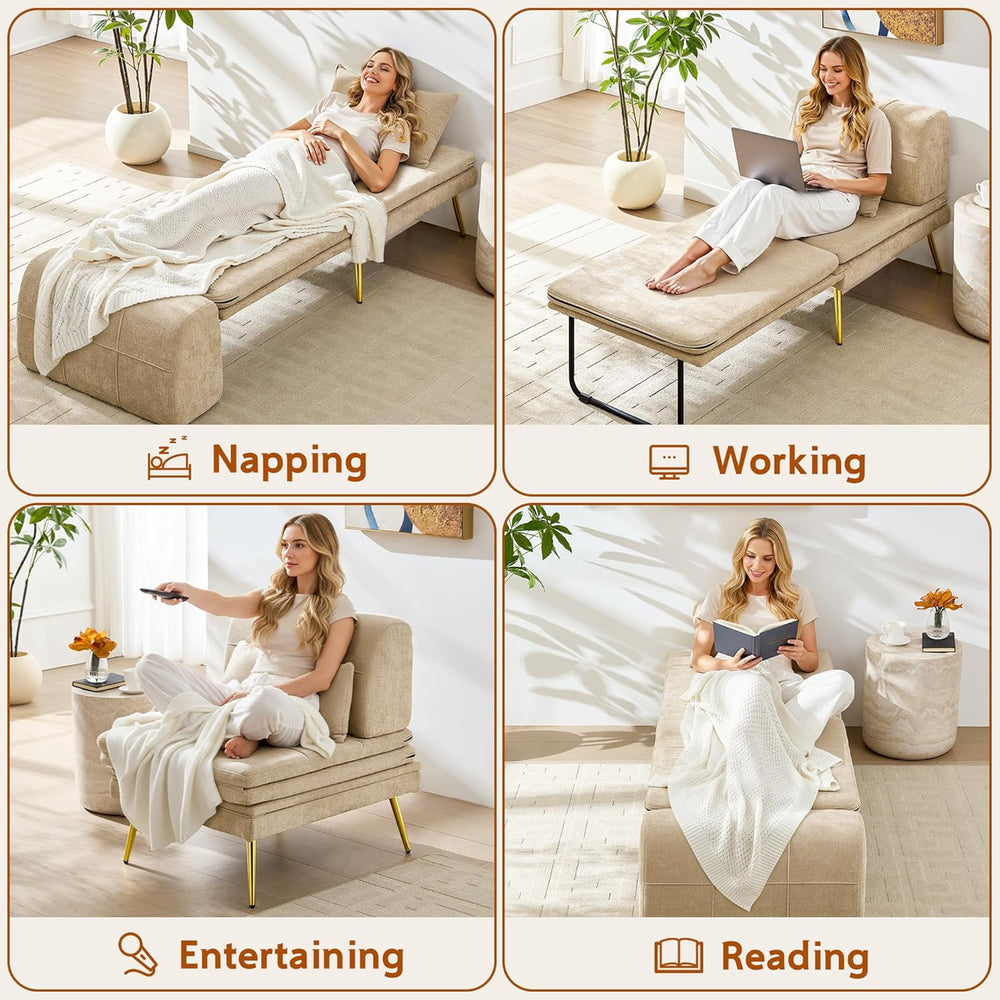 wanan 3-in-1 Convertible Sleeper Chair Bed, Futon Sofa Chair with Back Suppor...