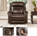 CHITA Wall Hugger Genuine Leather Power Recliner Chair, Dark Brown | Adjustable Power Headrest, USB & Type-C Ports, Compact Electric Recliner for Small Spaces & Living Rooms & RV