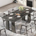 DWVO Rectangle Dining Table for 6-8 People 70.86 Inch Large Dining Room Table Wooden Dinner Table with Heavy Duty Legs for Kitchen Apartment Restaurant Rustic Grey