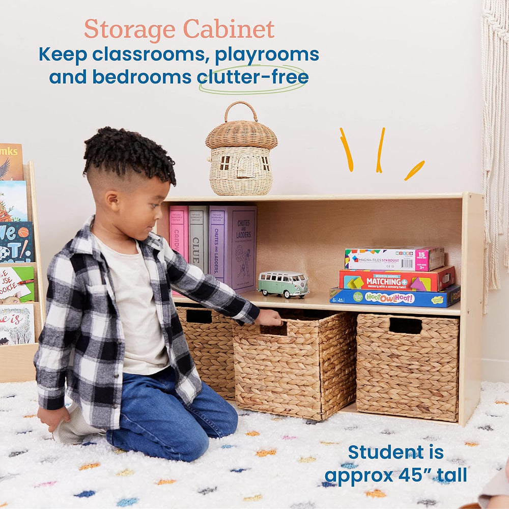 ECR4Kids Streamline 2-Shelf Storage Cabinet, 24in High, Natural | Durable bir...