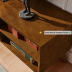 LKTART Mid Century Modern Rattan TV Stand for 65 Inch TV,59" Boho Media Console with Sliding Doors & Open Shelves,Solid Wood Legs for Living Room,Light Walnut