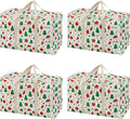 VENO 4 Pack Moving Bags and Large Christmas Storage Bins with lids. Alternative to Moving Boxes, Packing Supplies for College. Extra Large Heavy Duty Totes for Packaging (Jingle Mix, 4 Pack)
