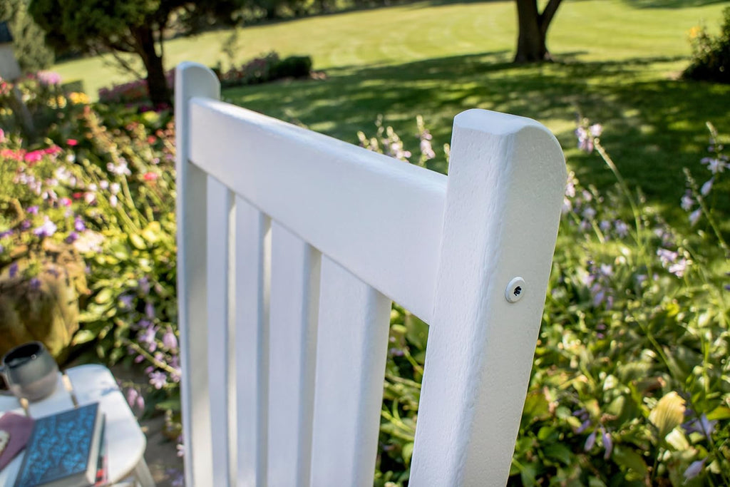POLYWOOD Vineyard 3-Piece Rocking Chair Set White - Outdoor Patio Furniture Set with Side Table - Front Porch Rocking Chairs - Premium HDPE Lumber Construction - Classic American Style