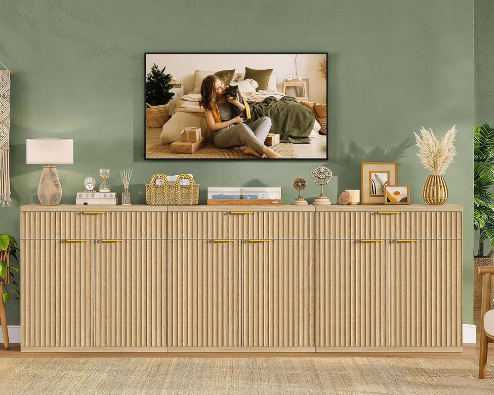 TEENFON 31.5" W Fluted Buffet Cabinet with Storage, Sideboard Cabinet, C...