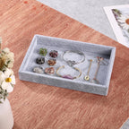 Mornajina 9" x 5.7" Velvet Jewelry Tray Jewelry Display Tray, Stackable Empty Plate Trays for Earrings Necklaces Bracelet Rings Display Showcase - Grey