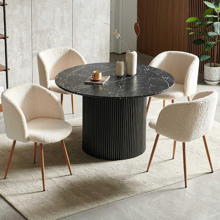 NORDICANA 5-Piece Wooden Round Dining Table & Chair Set, 47-Inch