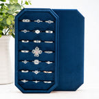 Velvet Ring Organizer Display Tray Jewelry Box Earring Holder Case for Wedding Birthday Christmas Day (Dark Blue)