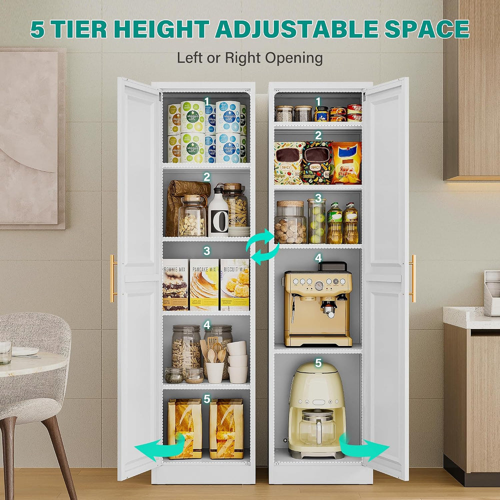 SISESOL 71" Tall Narrow Storage Cabinet with 1 Door and 5 Shelves,Slim K...
