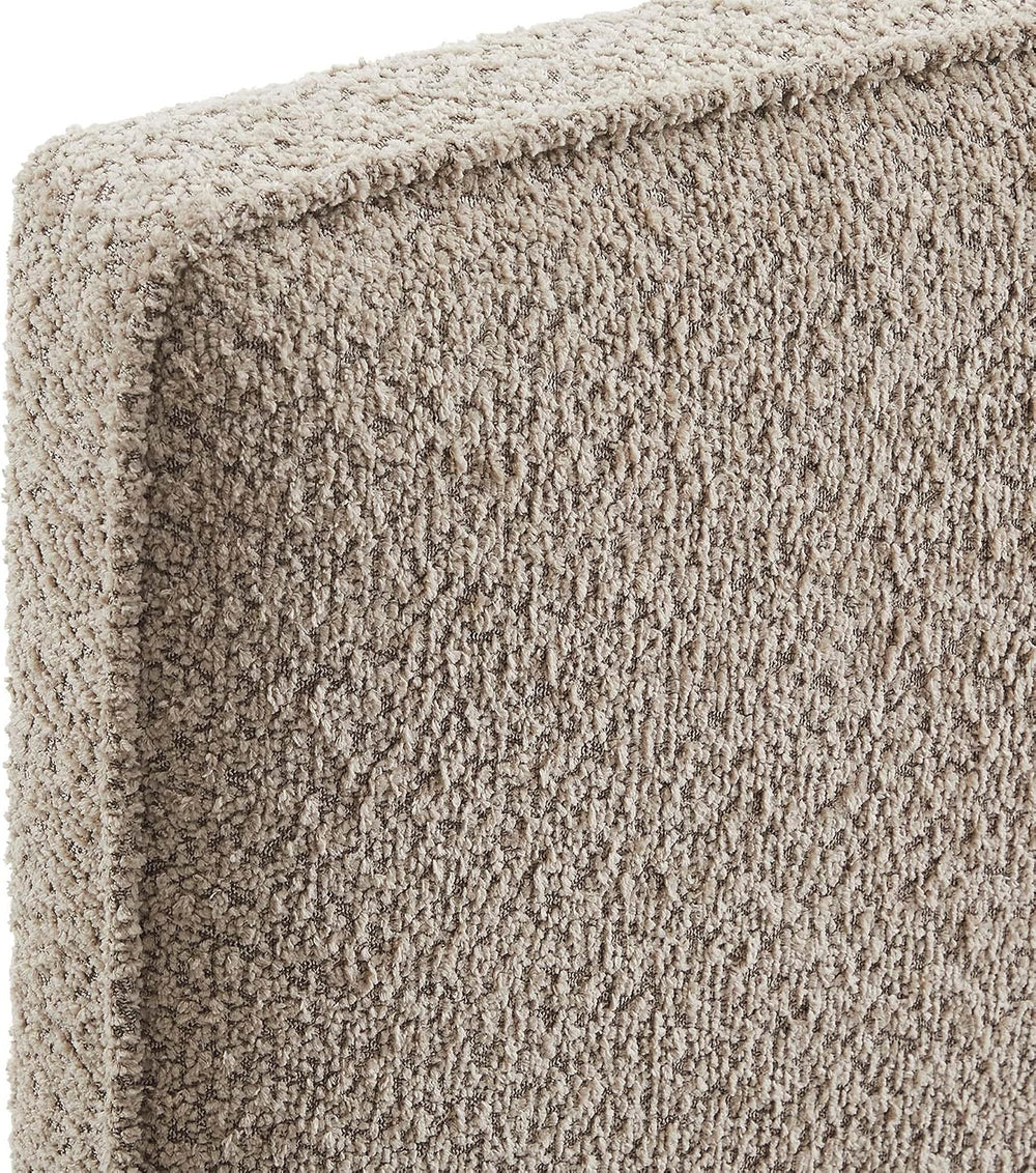 Lindee Oatmeal Boucle Fabric Queen Headboard | French Piping Trim | Dual Pane...