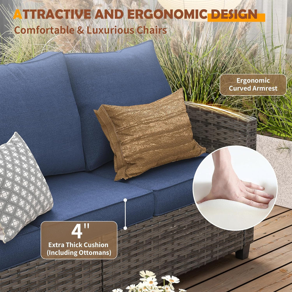 UDPATIO Patio Furniture Set with Swivel Rocking Chair, 6 Pcs Outdoor Couch