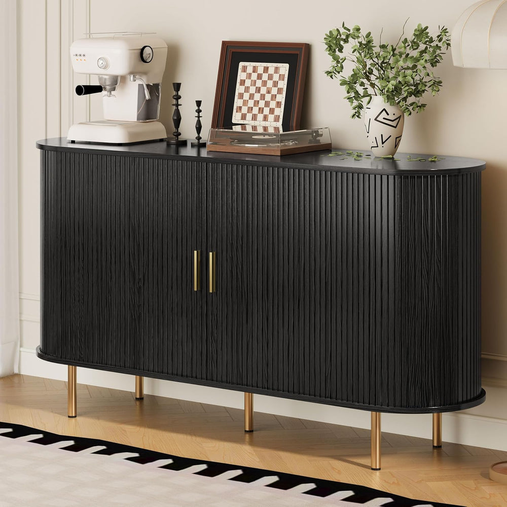 DHH Sideboard Buffet Cabinet with Storage,Mid Century Modern Fluted Accent Co...