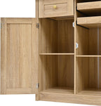Farmhouse Kitchen Pantry Cabinet 35.4x17.7x74.8inch Freestanding Buffet with Hutch,Tall Kitchen Pantry Storage Cabinet with Wine Rack and Adjustable Shelves for Home Dining Living Room,Natural