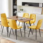 NORDICANA Yellow Velvet Dining Chairs Set of 6, Upholstered Tufted Kitchen Chairs, Comfortable Seat, Metal Leg, Easy Assembly