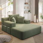 2-in-1 Convertible Chaise Lounge Indoor, 60.2" Corduroy Upholstered Chaise Lounge Chair that Converts to Sleeper Bed,Compressed Sofa with Side Storage Pockets and 3 Pillows for Bedroom Apartment Dorm