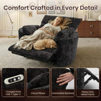 450lbs Oversized Power Recliner Chair, 52" Extra Wide Electric Chair for Big and Tall Adults, Chenille Fabric Single Sofa with USB & Type-C Ports, 2 Pillows, Cloud Comfort for Living Room