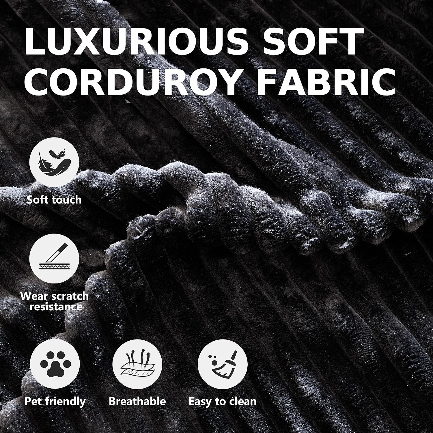 66" Chaise Lounge Chair Indoor,Oversized Boneless Single Sleeeper Couch Bed,Cloud Sofa with 3 Soft Pillows for Livingroom,Bedroom,No Assembly (Black, 66inch)