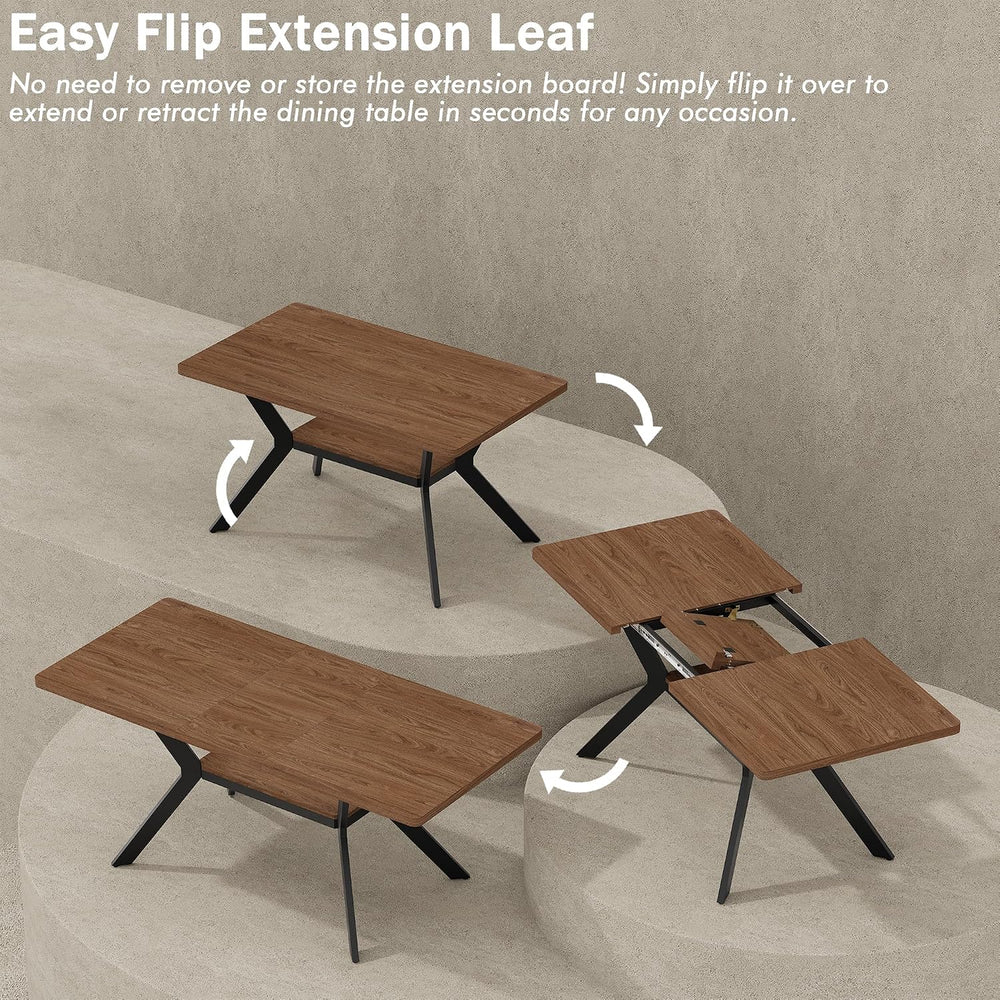 MECHYIN 55"-71" Extendable Dining Table for 4-8 with Built-in Flip ...