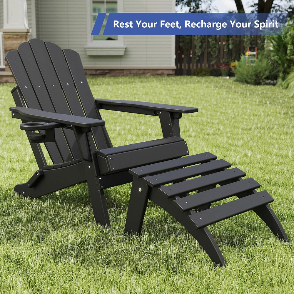 FOOWIN Folding Adirondack Ottoman Set of 4, HDPE All Weather Adirondack Footr...