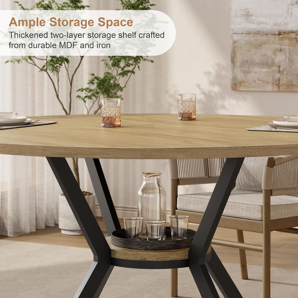 MECHYIN 42'' Round Dining Table for 2–4, Farmhouse Round Kitchen Tabl...