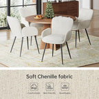 VKNOW Modern Dining Chairs Set of 6, Upholstered Dining Room Chair with Armrest, Kitchen Chairs with Curved Ergonomics Backrest for Living Room, Dining Room, Kitchen, Beige