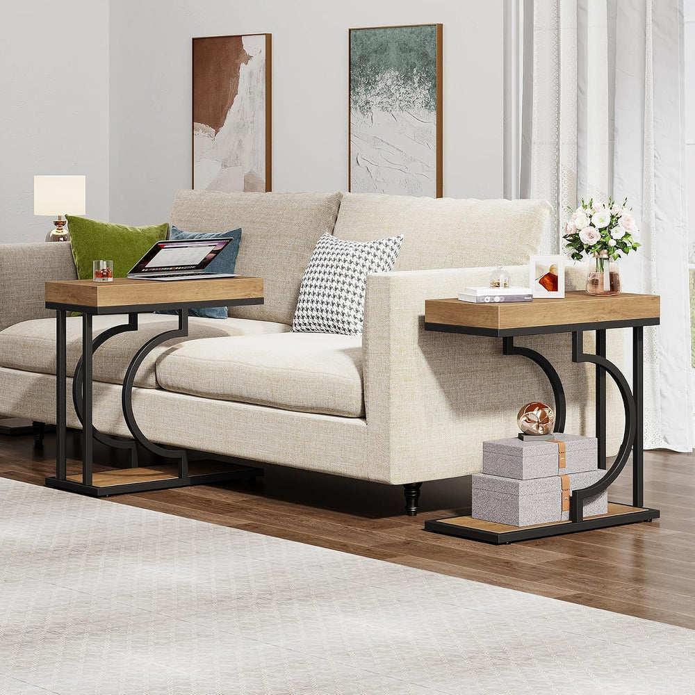 Tribesigns Narrow Side Table C Shaped End Table Modern Bedside Tables for Cou...