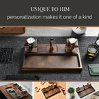 Shanik Wooden Nightstand Organizer – Everyday Carry Docking Station with Watch Holder & Glasses Tray, Personalized Gift for Men or Women