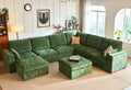 155.9'' Oversized Modular Sectional Sofa Plush Cloud Couch with Storage, Convertible Deep U-Shaped Couch with Chaises for Living Room, 6-Seater with Corner and 2 Ottomans, Chenille, Green