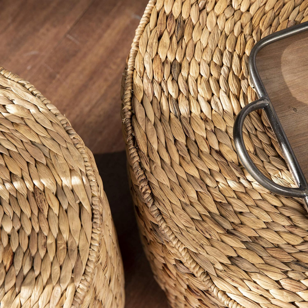 SEI Furniture - Satalia Round Water Hyacinth Storage Tables - 2 Piece Set - B...