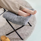 Walsham Folding Comfy Chair with Ottoman, Faux Fur Soft Cozy Lounge Reading Papasan Chair with Footrest for Adults Kids Bedroom Living Room Dorms Small Space, Gray