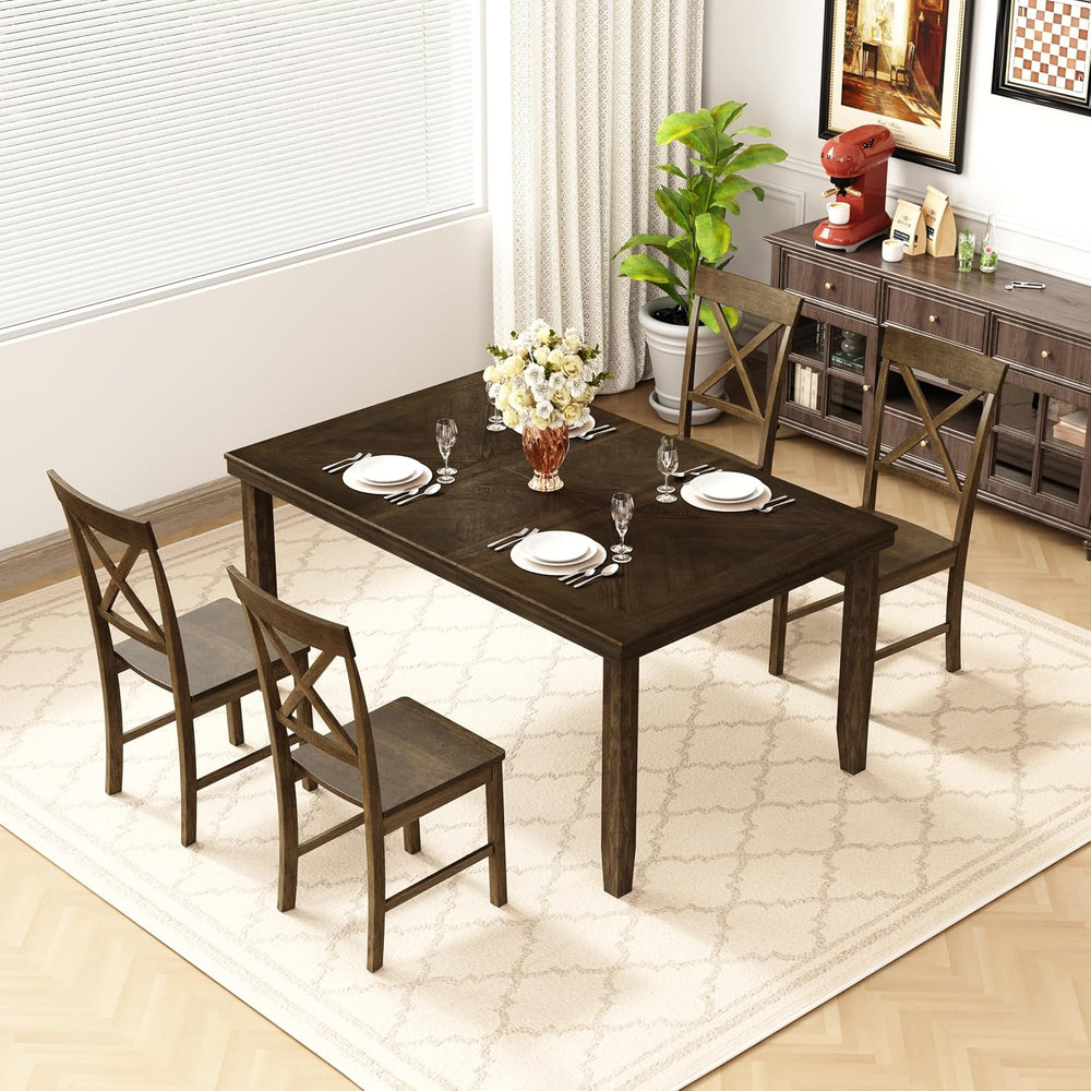47.2in-63in Solid Wood Extendable Dining Table for 4-8, Unique Wood Grain, Mo...