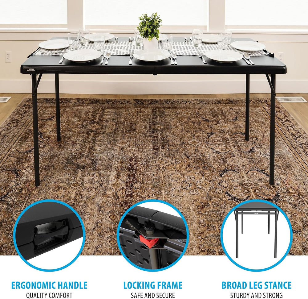 Lifetime 6-Foot Fold in Half Table, 2-Pack, Commercial, Black