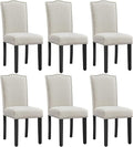 Yaheetech Dining Chairs Set of 6 Modern Kitchen Chairs with Fabric Upholstered Seat and Solid Wood Legs for Home/Kitchen/Living Room, Beige