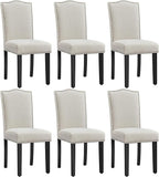 Yaheetech Dining Chairs Set of 6 Modern Kitchen Chairs with Fabric Upholstered Seat and Solid Wood Legs for Home/Kitchen/Living Room, Beige