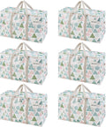 VENO 6 Pack Moving Bags and Large Christmas Storage Bins with lids. Alternative to Moving Boxes, Packing Supplies for College. Extra Large Heavy Duty Totes for Packaging (Pastel Forest, 6 Pack)
